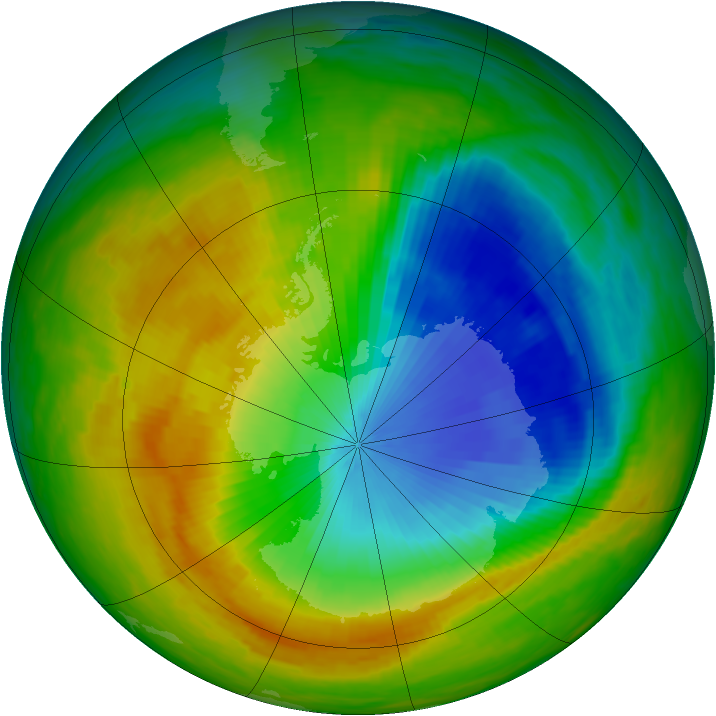 Antarctic ozone map for 12 November 1989